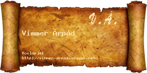 Vimmer Árpád névjegykártya
